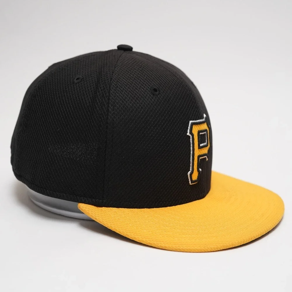 New‎ Era 59FIFTY Pittsburgh Pirates Hat Fitted Size 7 3/8 Black Yellow MLB